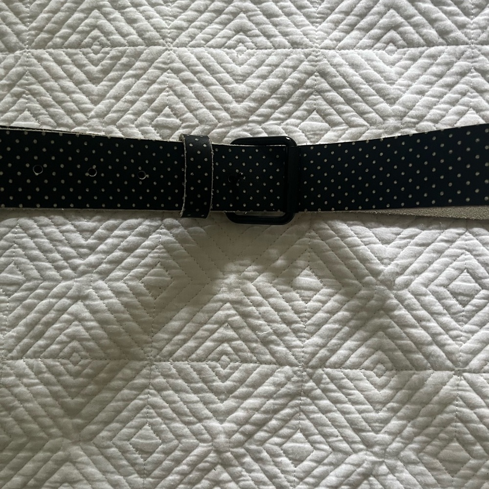 Black Polka Dot Women's Belt with Matte Black Buckle